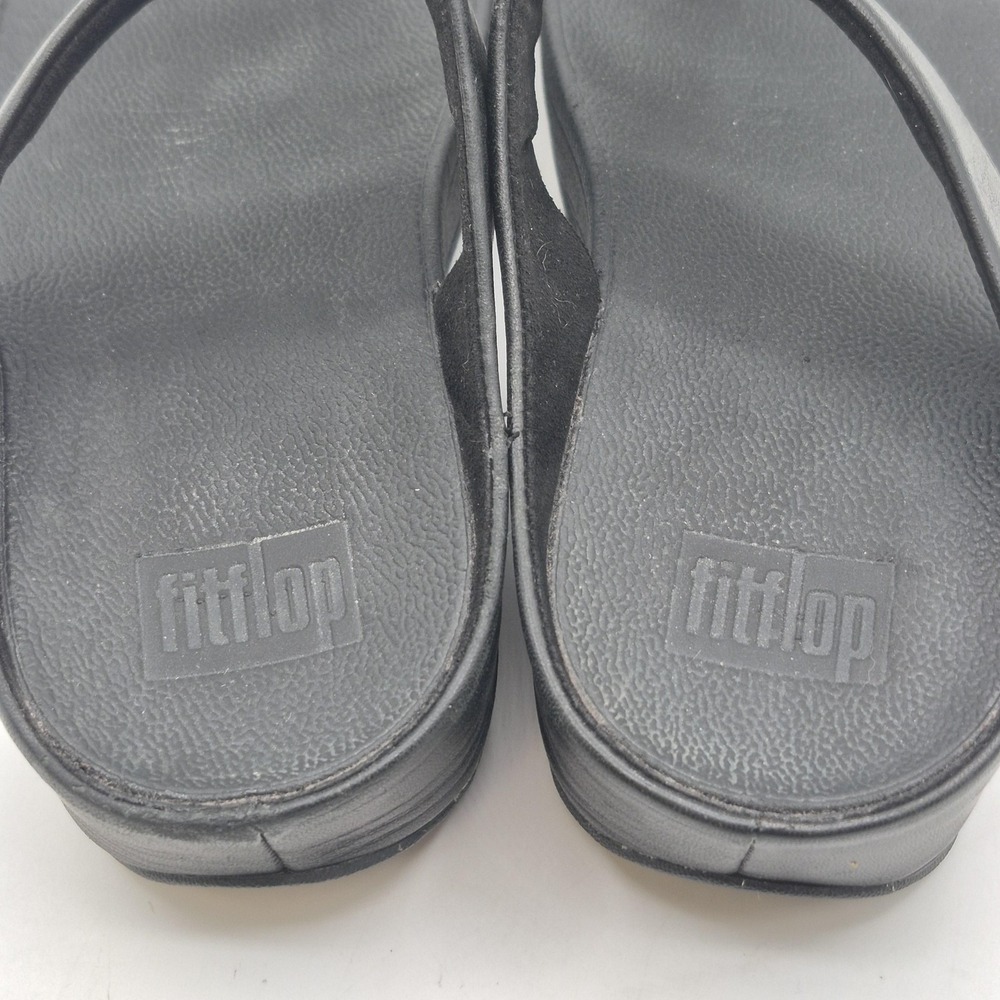 FitFlop Sandals Womens Size 8 Black Thong Medallion Microwobbleboard 142-001 - Picture 10 of 12